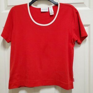 Liz Claiborne Red Tee w/White Neck Trim